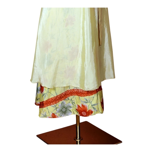 Reversible 100% Silk Wrap Skirt Flowy Boho Floral One Size Fits Most - Picture 12 of 16